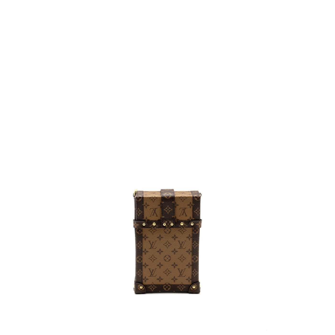 LOUIS VUITTON VERTICAL TRUNK POCHETTE WITH CHAIN MONOGRAM REVERSE CANVAS GHW