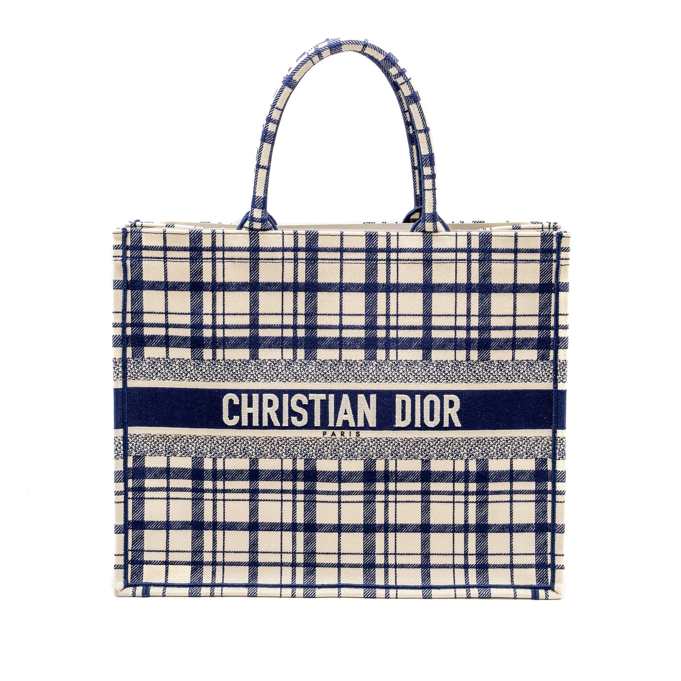 DIOR LARGE BOOK TOTE LINEN BLUE CANVAS