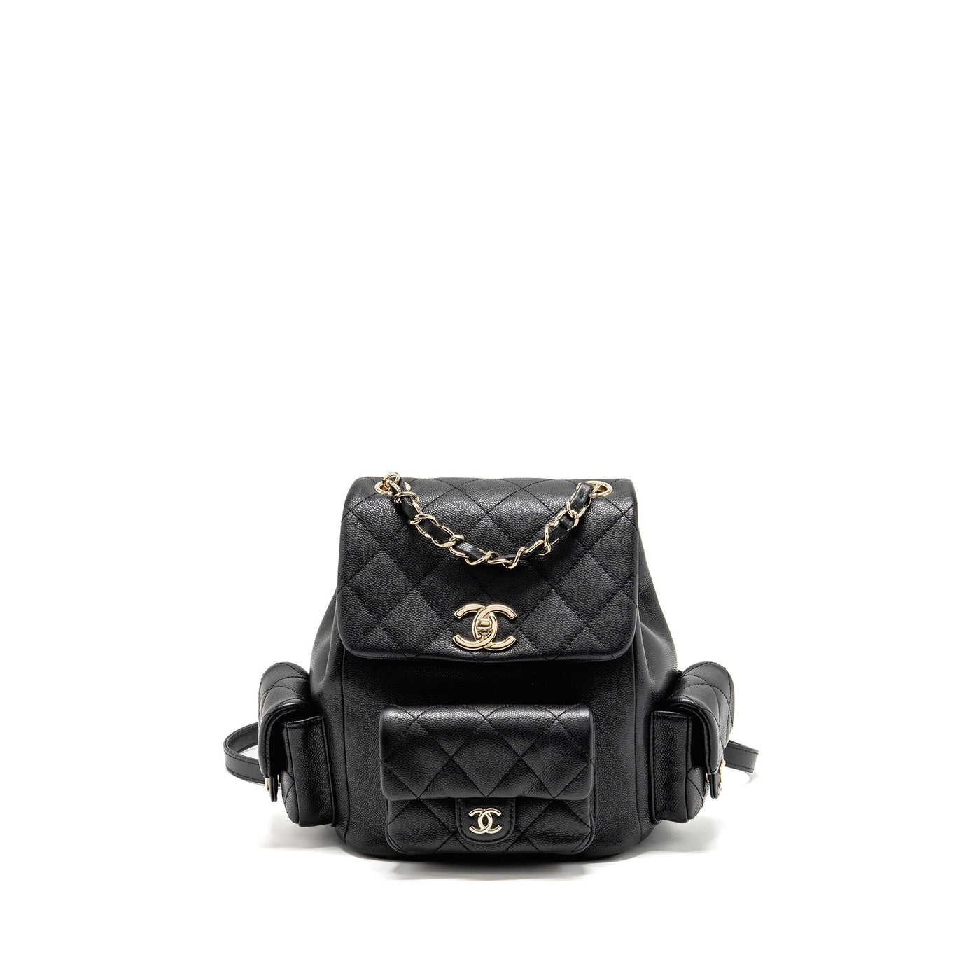 CHANEL TRIPLE POCKET BACKPACK CAVIAR BLACK LGHW (MICROCHIP)