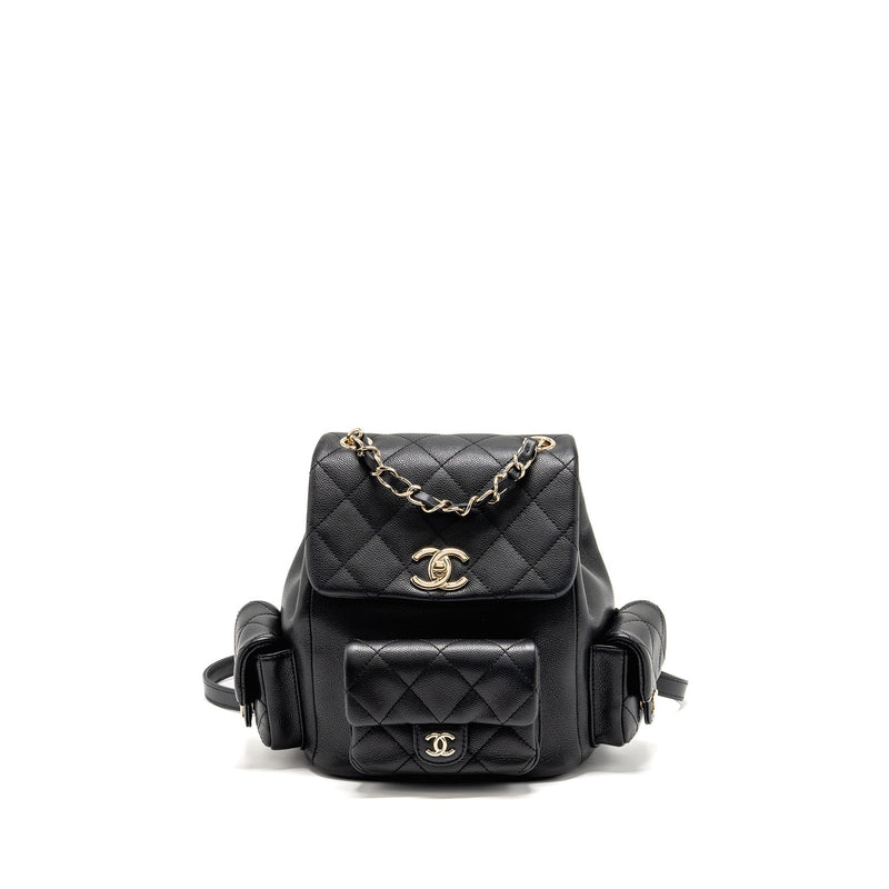 CHANEL TRIPLE POCKET BACKPACK CAVIAR BLACK LGHW (MICROCHIP)