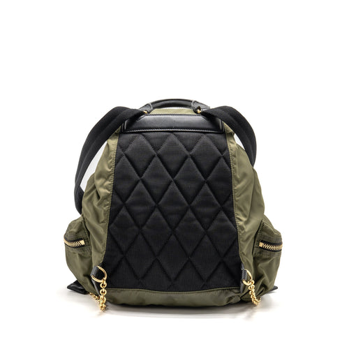 BURBERRY PATCHES RUCKSACK MEDIUM BACKPACK NYLON DARK GREEN GHW