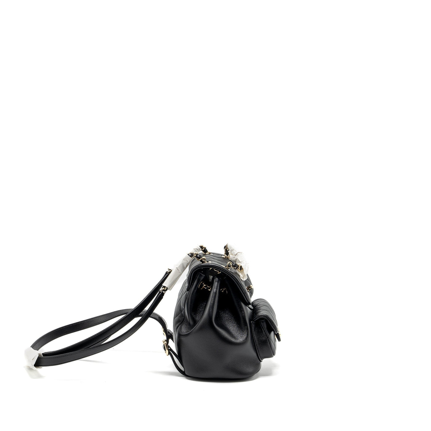CHANEL 24P MINI DUMA BACKPACK CALFSKIN BLACK LGHW (MICROCHIP)