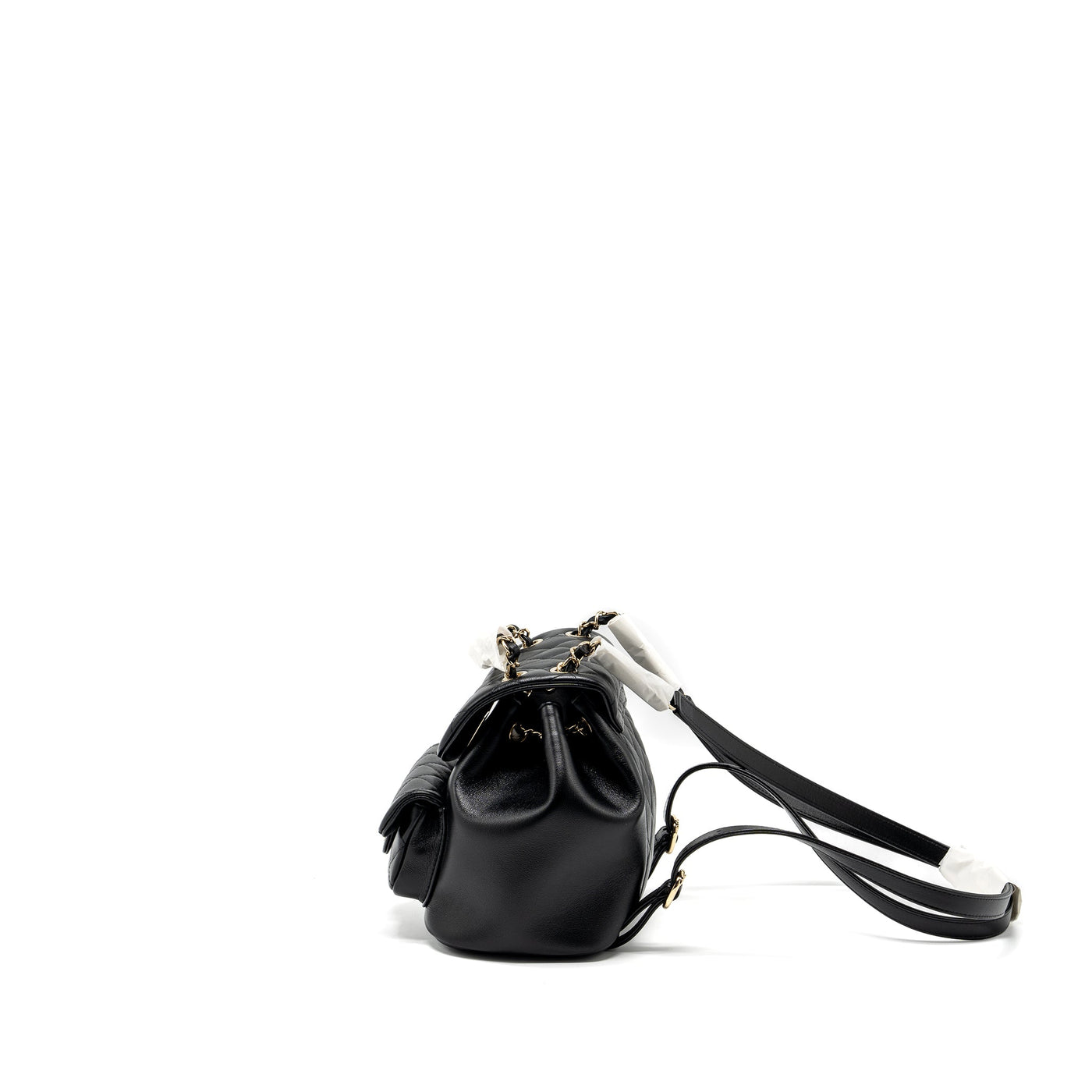 CHANEL 24P MINI DUMA BACKPACK CALFSKIN BLACK LGHW (MICROCHIP)