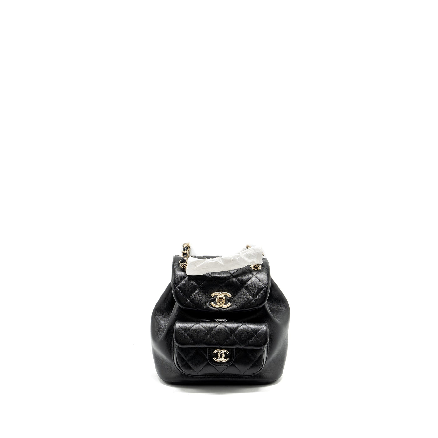 CHANEL 24P MINI DUMA BACKPACK CALFSKIN BLACK LGHW (MICROCHIP)