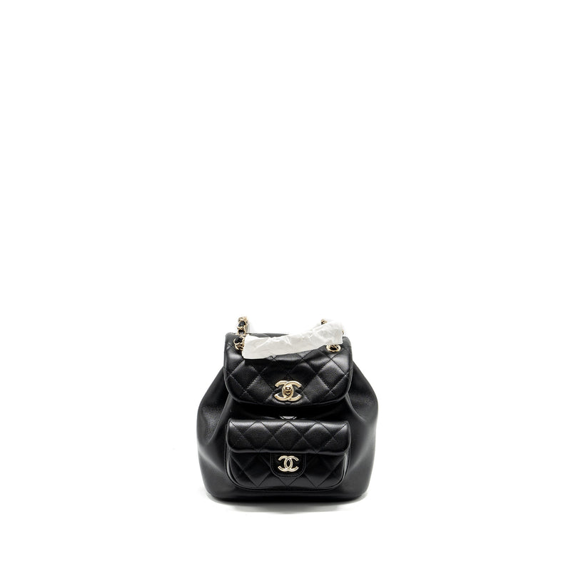 CHANEL 24P MINI DUMA BACKPACK CALFSKIN BLACK LGHW (MICROCHIP)