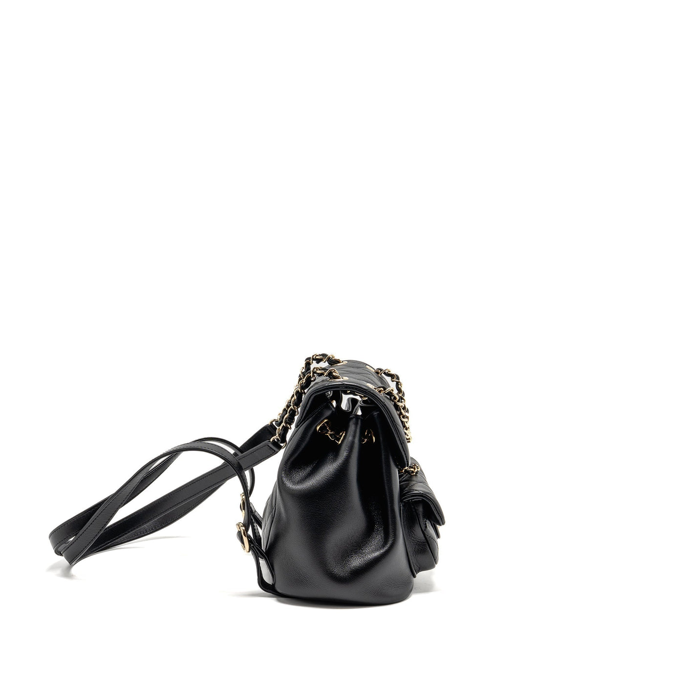 CHANEL MINI DUMA BACKPACK CALFSKIN BLACK LGHW (MICROCHIP)