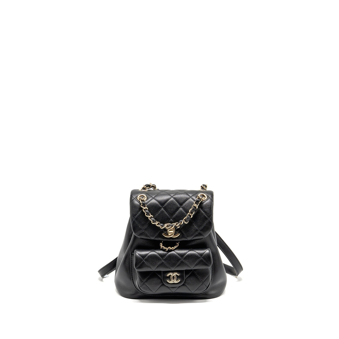 CHANEL MINI DUMA BACKPACK CALFSKIN BLACK LGHW (MICROCHIP)
