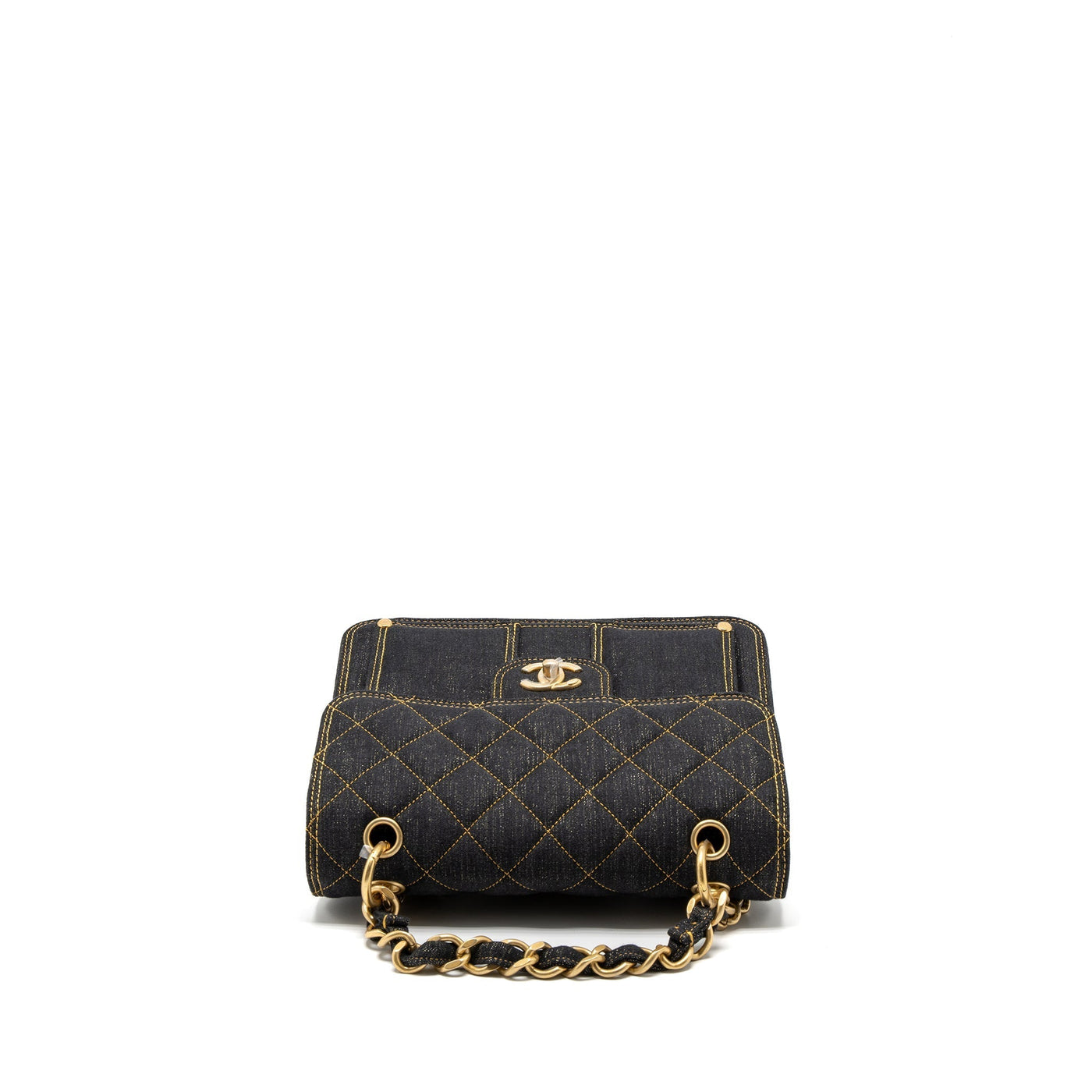 CHANEL 23S FLAP BACKPACK DENIM DARK BLUE BRUSHED GHW (MICROCHIP)
