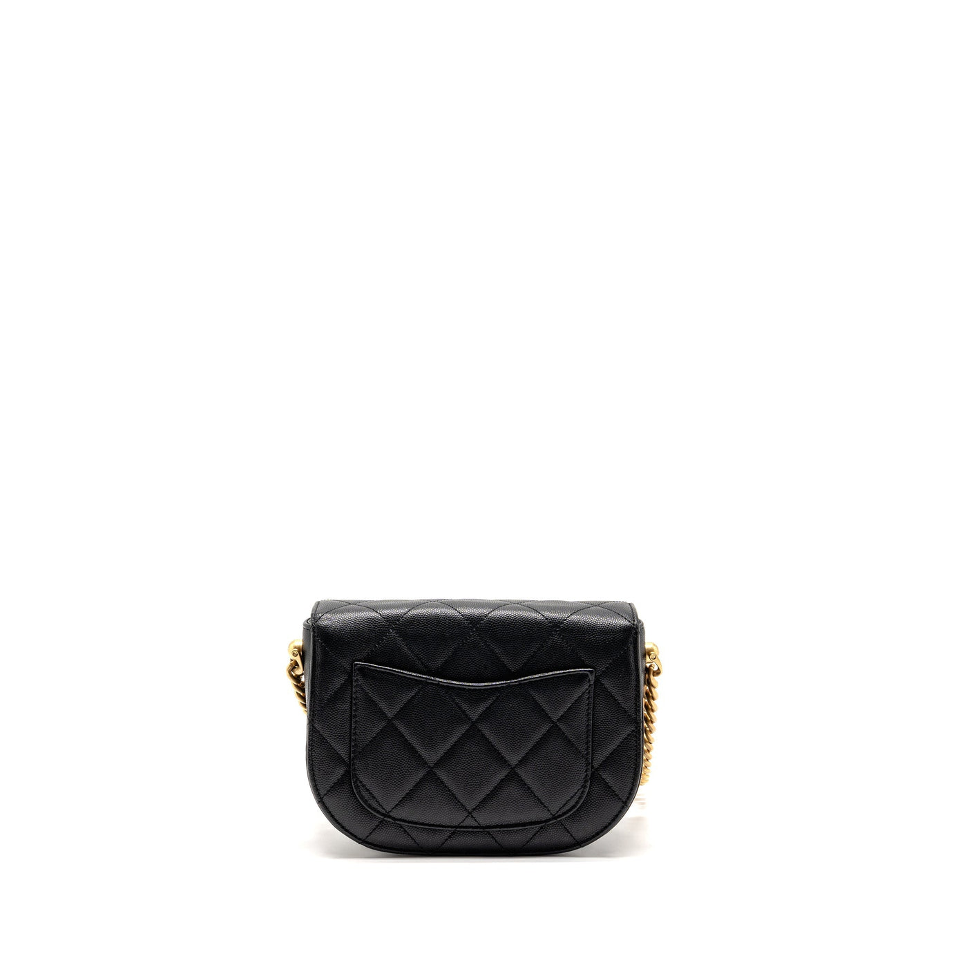CHANEL 22B ROUND MESSENGER BAG CAVIAR BLACK GHW (MICROCHIP)