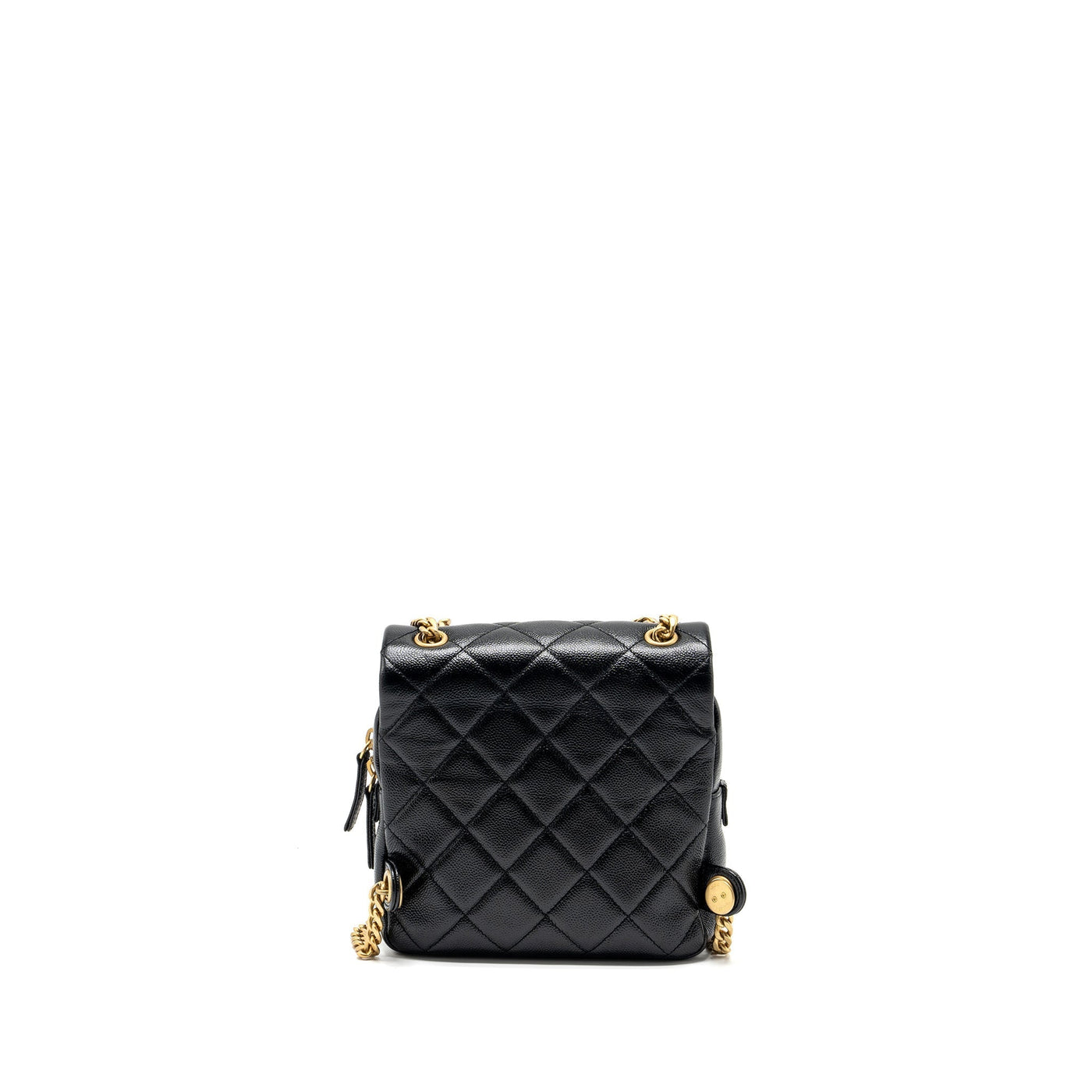 CHANEL QUILTED FLAP BACKPACK CAVIAR BLACK GHW (MICROCHIP)
