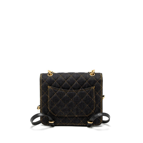 CHANEL 23S FLAP BACKPACK DENIM DARK BLUE BRUSHED GHW (MICROCHIP)