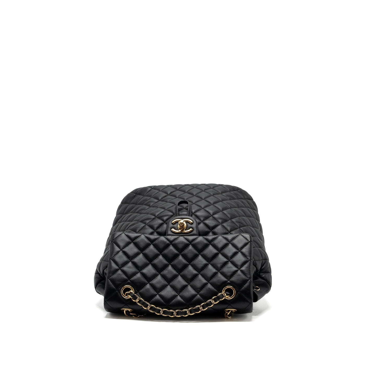 CHANEL QUILTED FLAP BACKPACK LAMBSKIN BLACK GHW