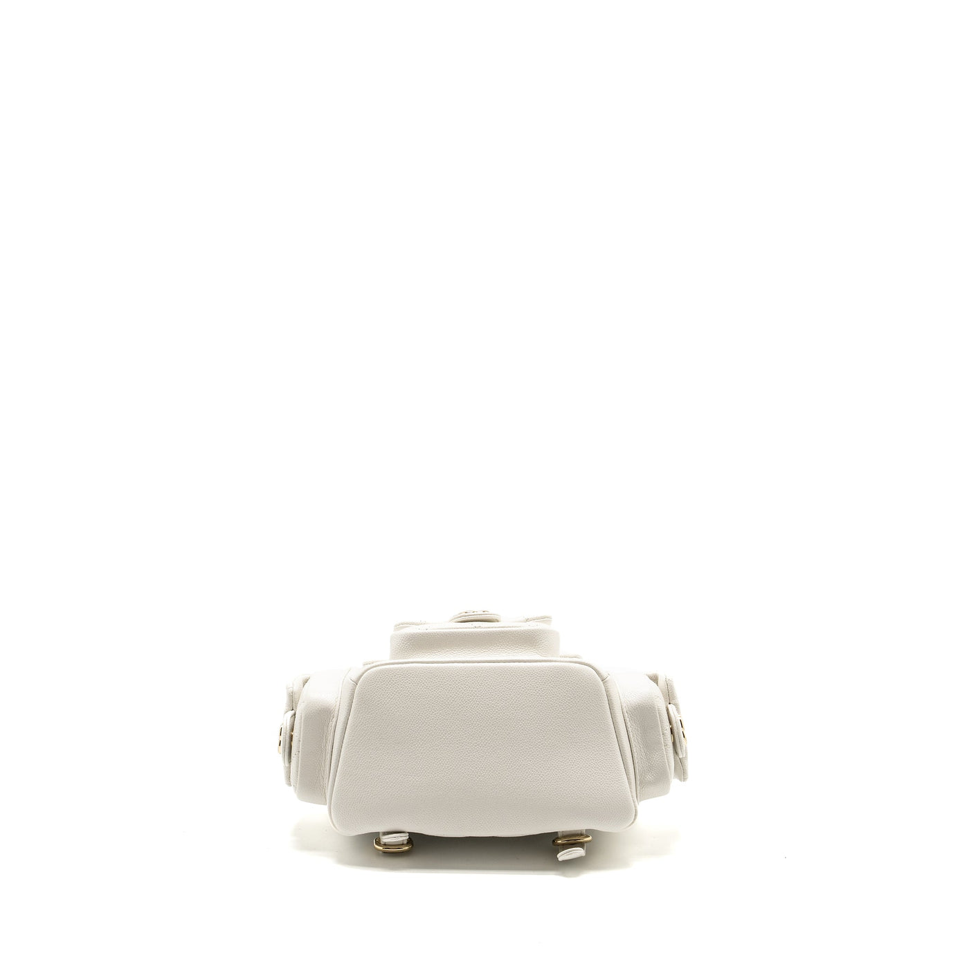 CHANEL 23K TRIPLE POCKET MINI BACKPACK CAVIAR WHITE LGHW (MICROCHIP)