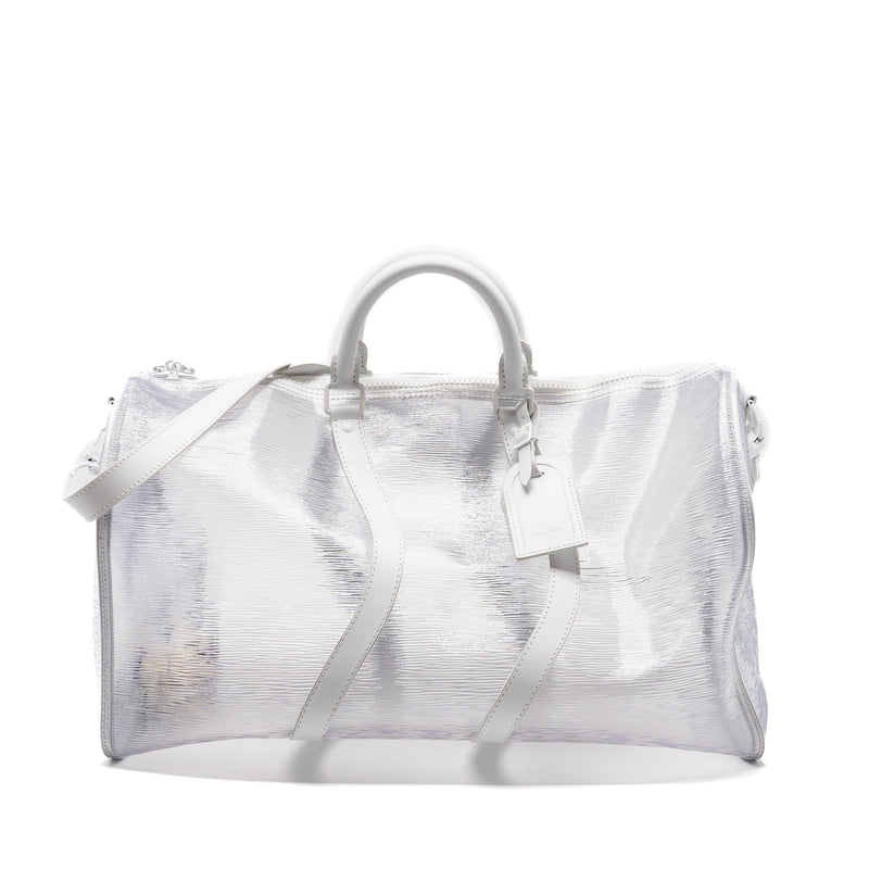 LOUIS VUITTON WAVY KEEPALL 50 EPI PLAGE WHITE