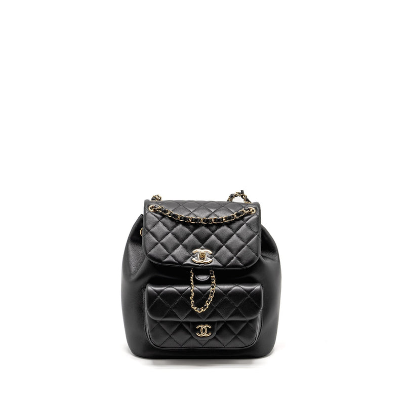 CHANEL 23C LARGE DUMA BACKPACK CALFSKIN BLACK LGHW (MICROCHIP)