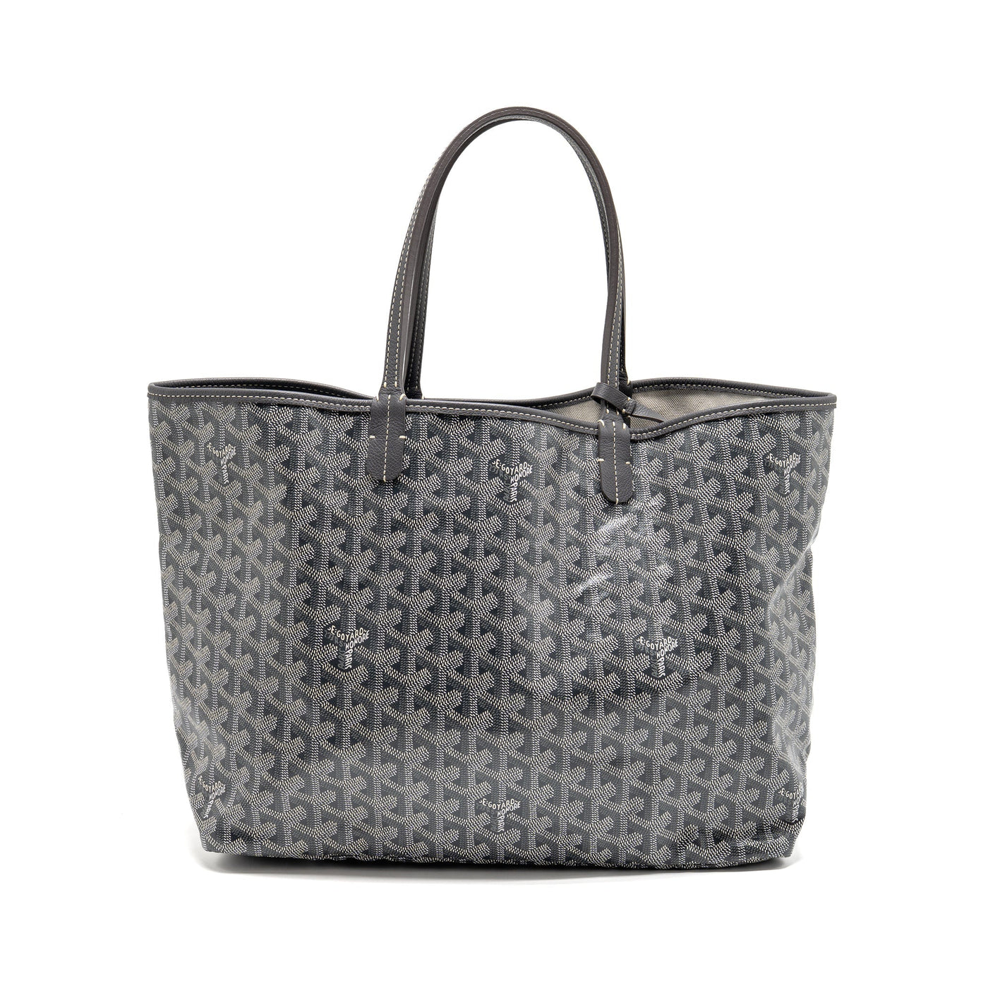 GOYARD SAINT LOUIS PM TOTE GOYARDINE CANVAS/CALFSKIN GREY SHW