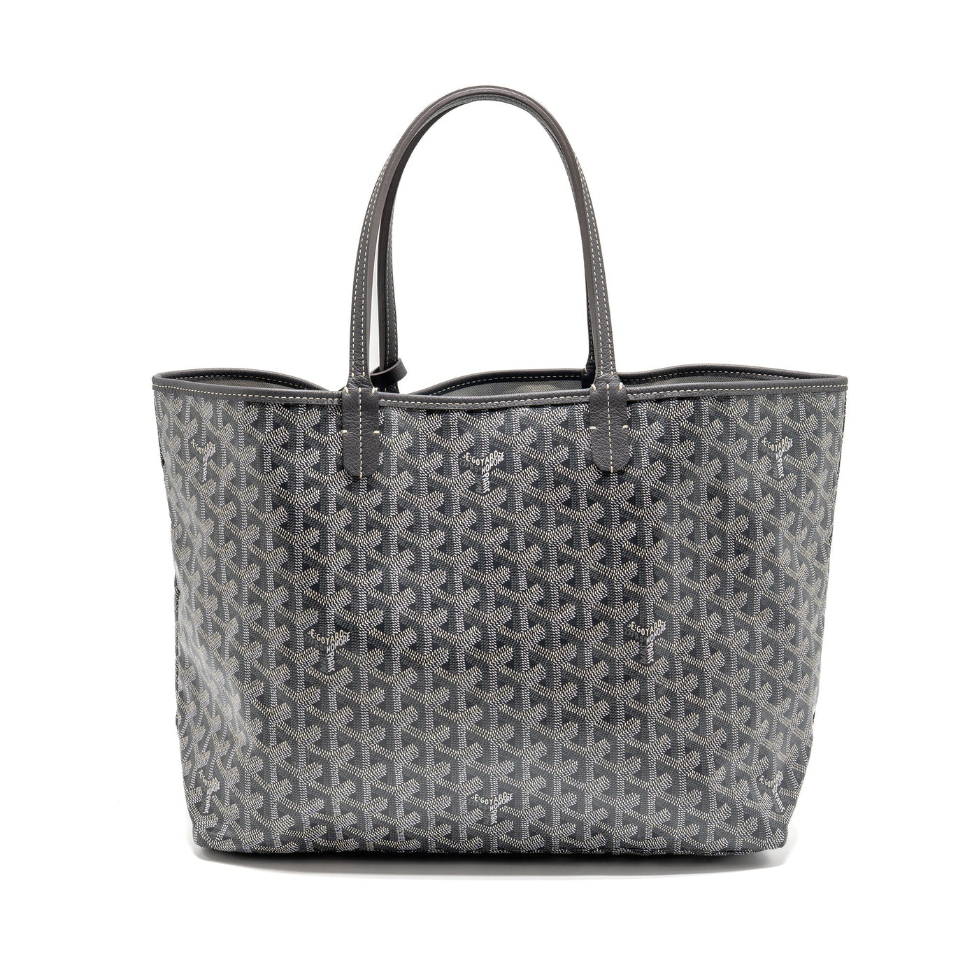 GOYARD SAINT LOUIS PM TOTE GOYARDINE CANVAS/CALFSKIN GREY SHW