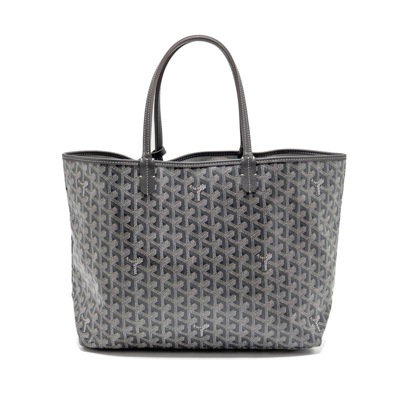 GOYARD SAINT LOUIS PM TOTE GOYARDINE CANVAS/CALFSKIN GREY SHW