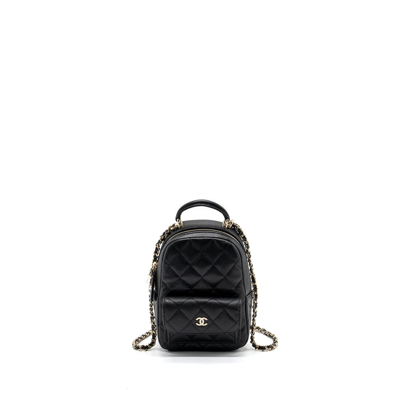 CHANEL 24C MINI BACKPACK / CROSSBODY BAG CAVIAR BLACK LGHW (MICROCHIP)