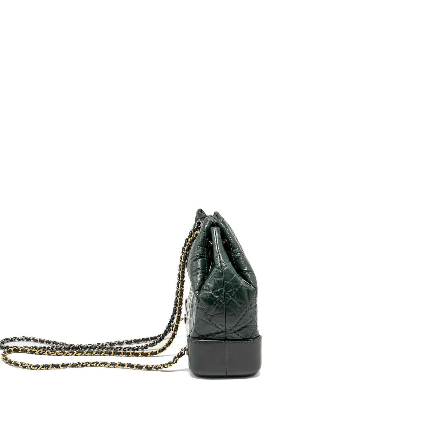 CHANEL SMALL GABRIELLE BACKPACK AGED CALFSKIN DARK GREEN MULTICOLOR HARDWARE