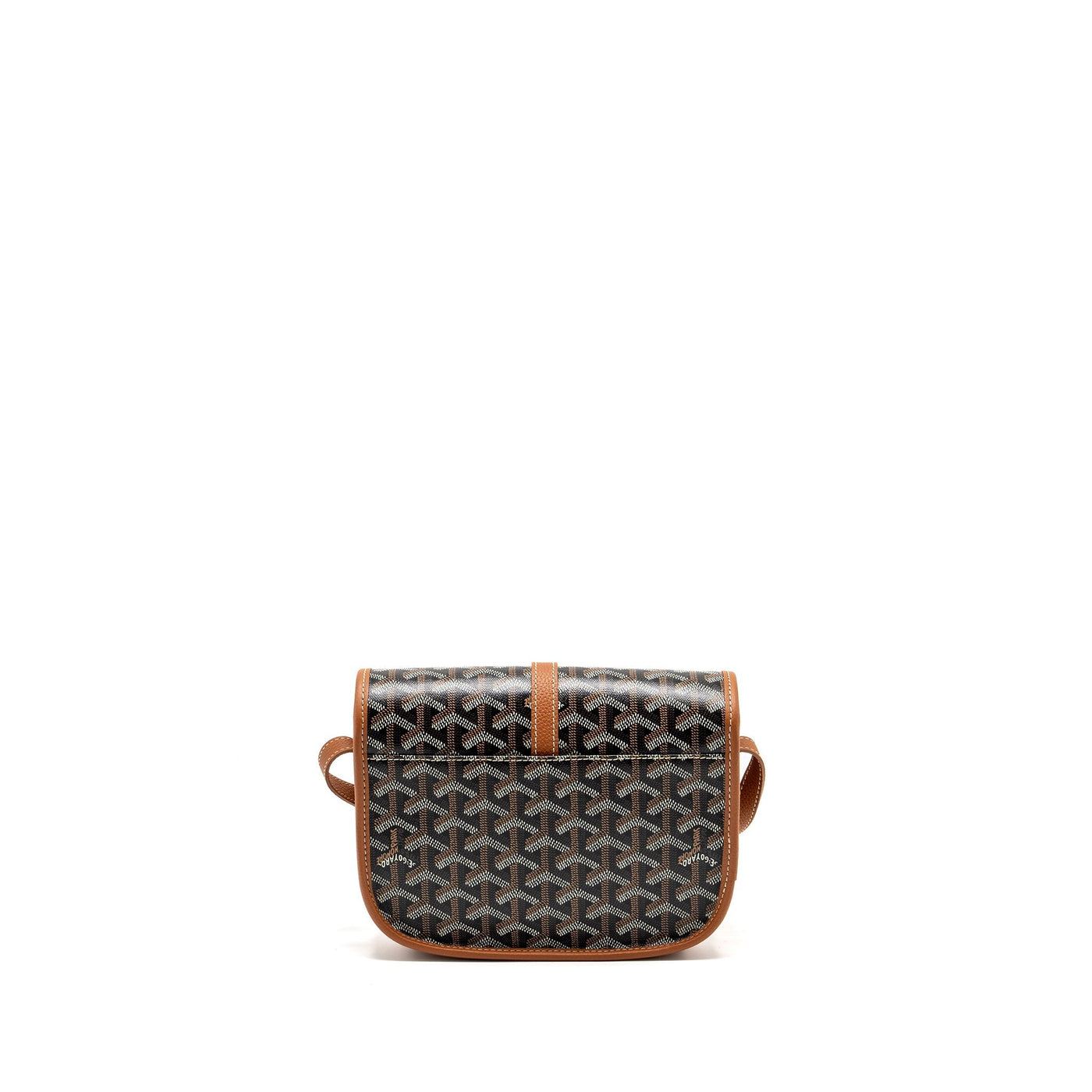 GOYARD BELVEDERE PM MESSENGER BAG GOYARDLINE CANVAS/CALFSKIN BLACK/TAN SHW