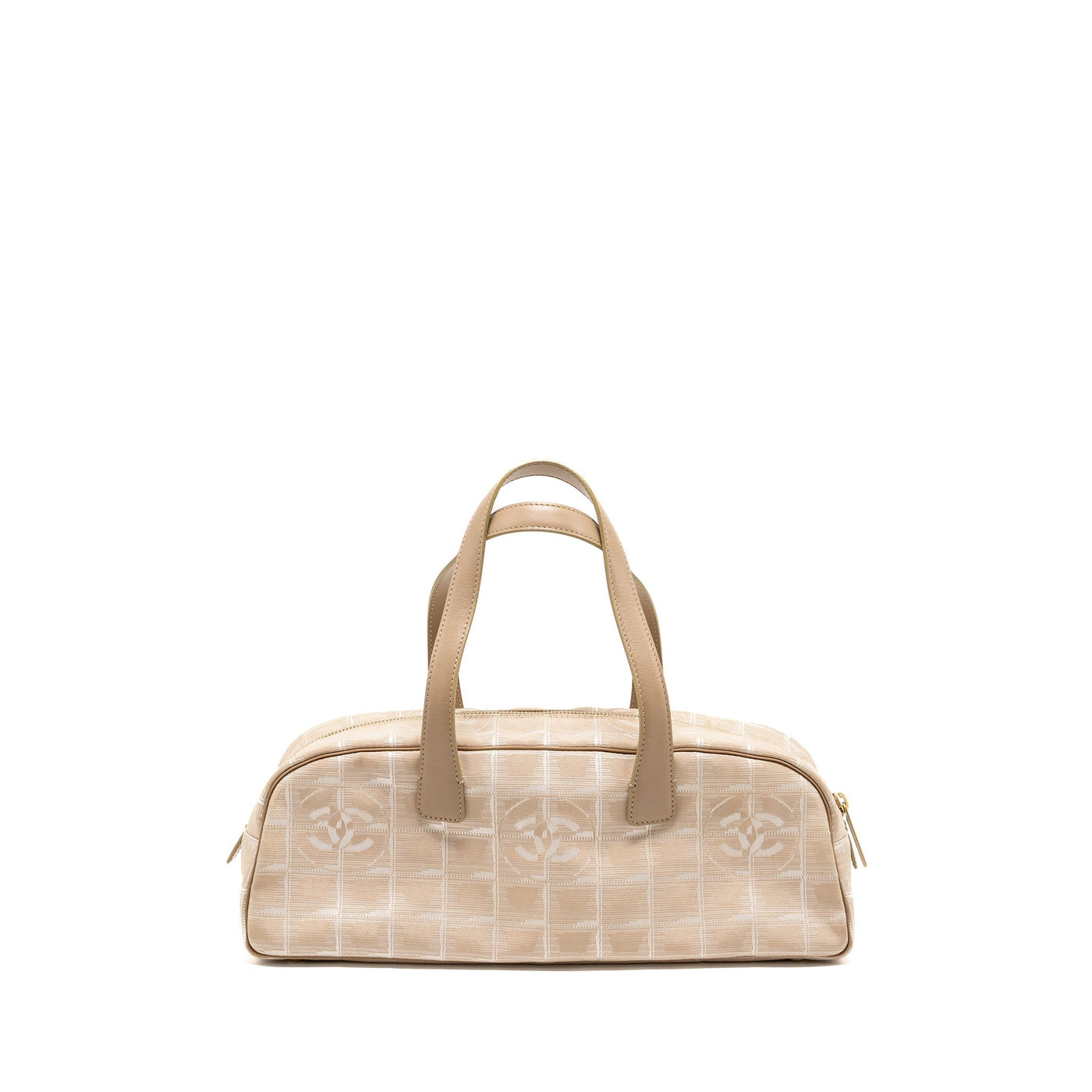 CHANEL VINTAGE TRAVEL LINE BOWLER BAG CANVAS/LEATHER BEIGE GHW