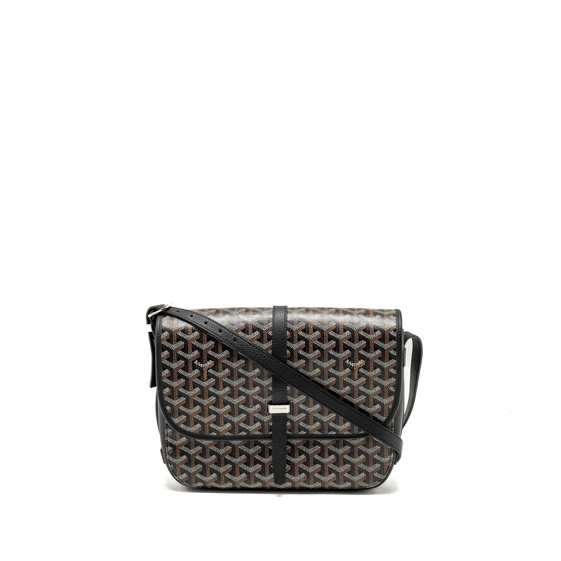 GOYARD BELVEDERE MM MESSENGER BAG GOYARDINE CANVAS/CALFSKIN BLACK SHW