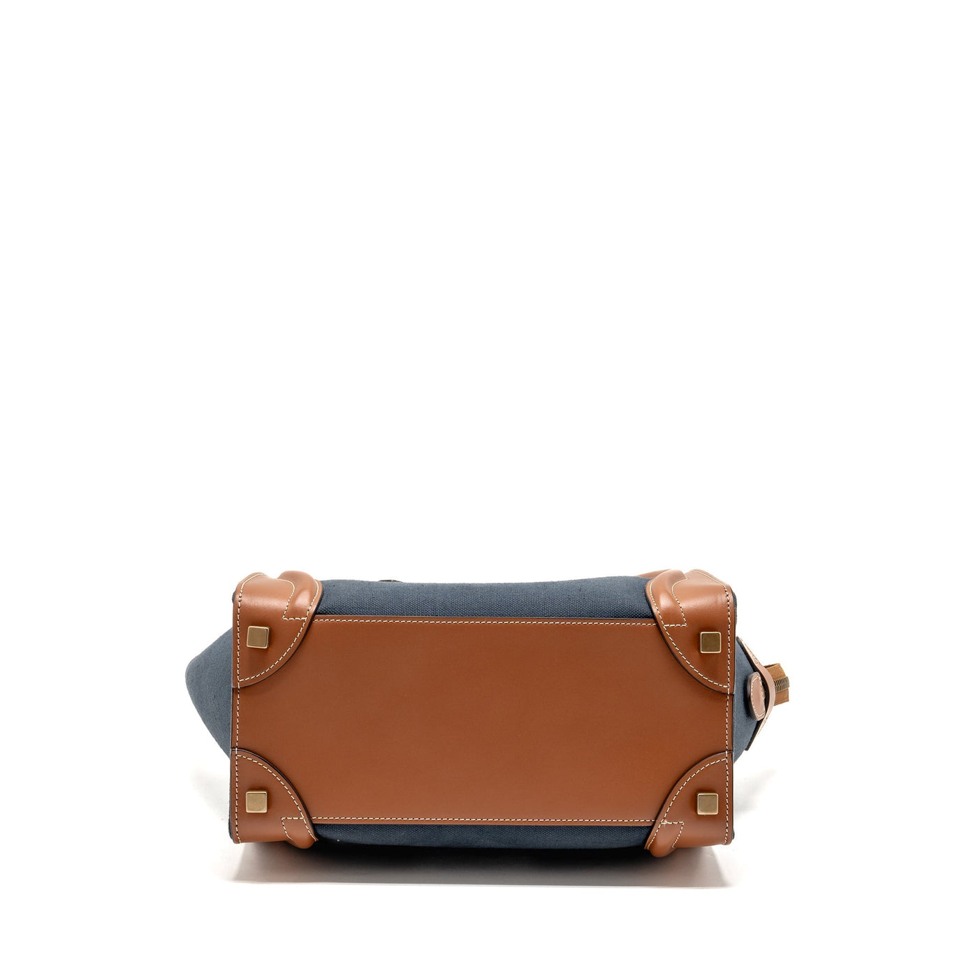 CELINE MICRO LUGGAGE BAG CALFSKIN/DENIM NAVY/TAN GHW