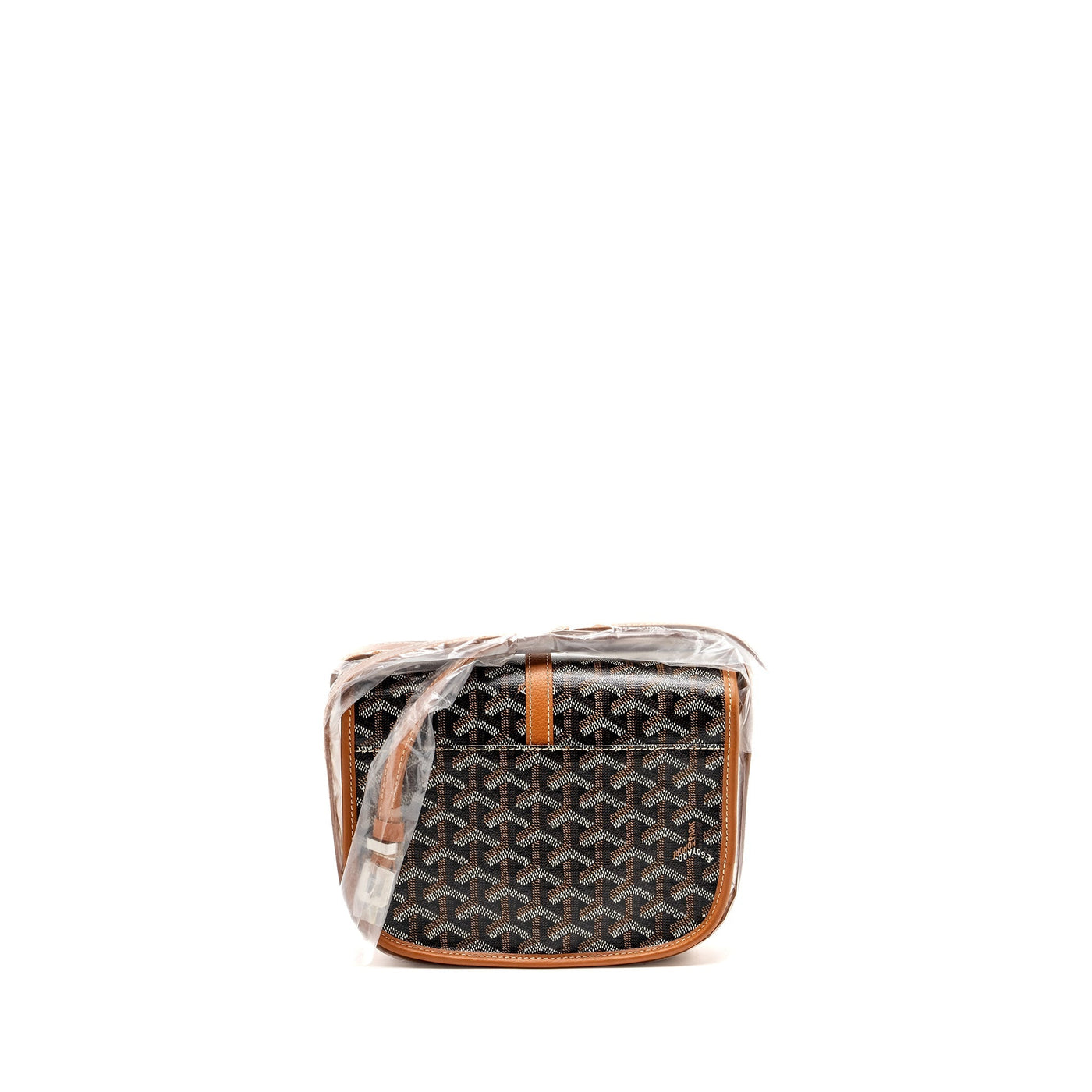 GOYARD BELVEDERE PM MESSENGER  BAG GOYARDLINE CANVAS/CALFSKIN BLACK/TAN SHW