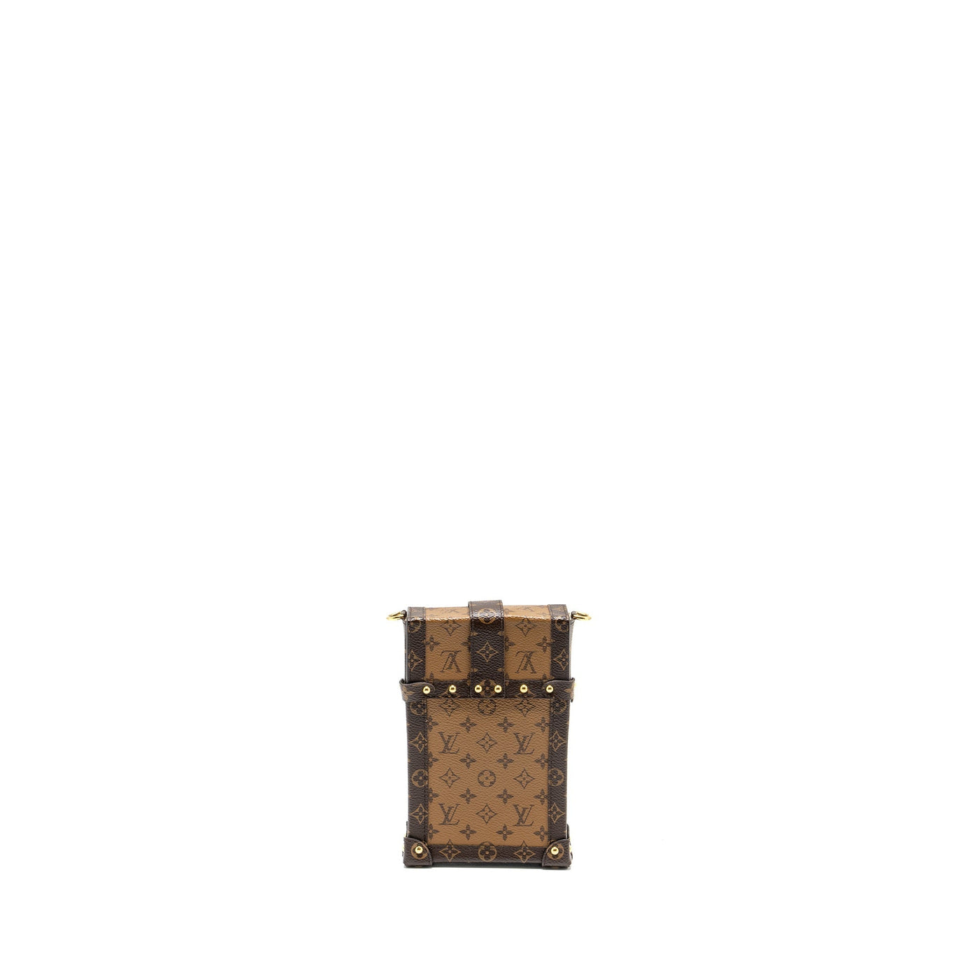 LOUIS VUITTON VERTICAL TRUNK POCHETTE WITH CHAIN MONOGRAM REVERSE CANVAS GHW