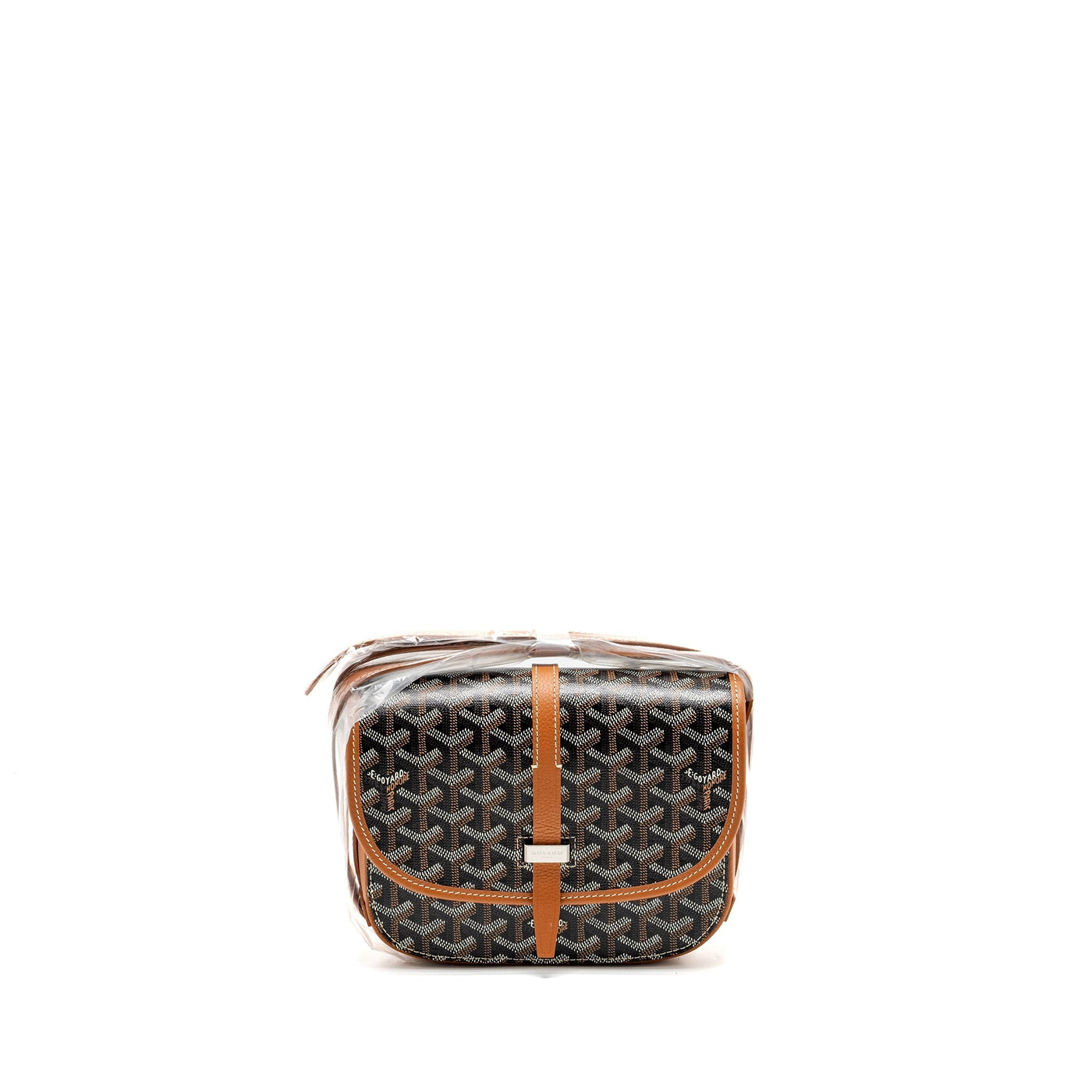 GOYARD BELVEDERE PM MESSENGER  BAG GOYARDLINE CANVAS/CALFSKIN BLACK/TAN SHW