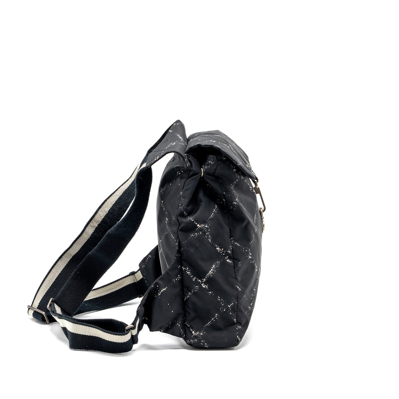 CHANEL TRAVEL LINE CHECK NYLON BACKPACK BLACK/WHITE RUTHENIUM HARDWARE