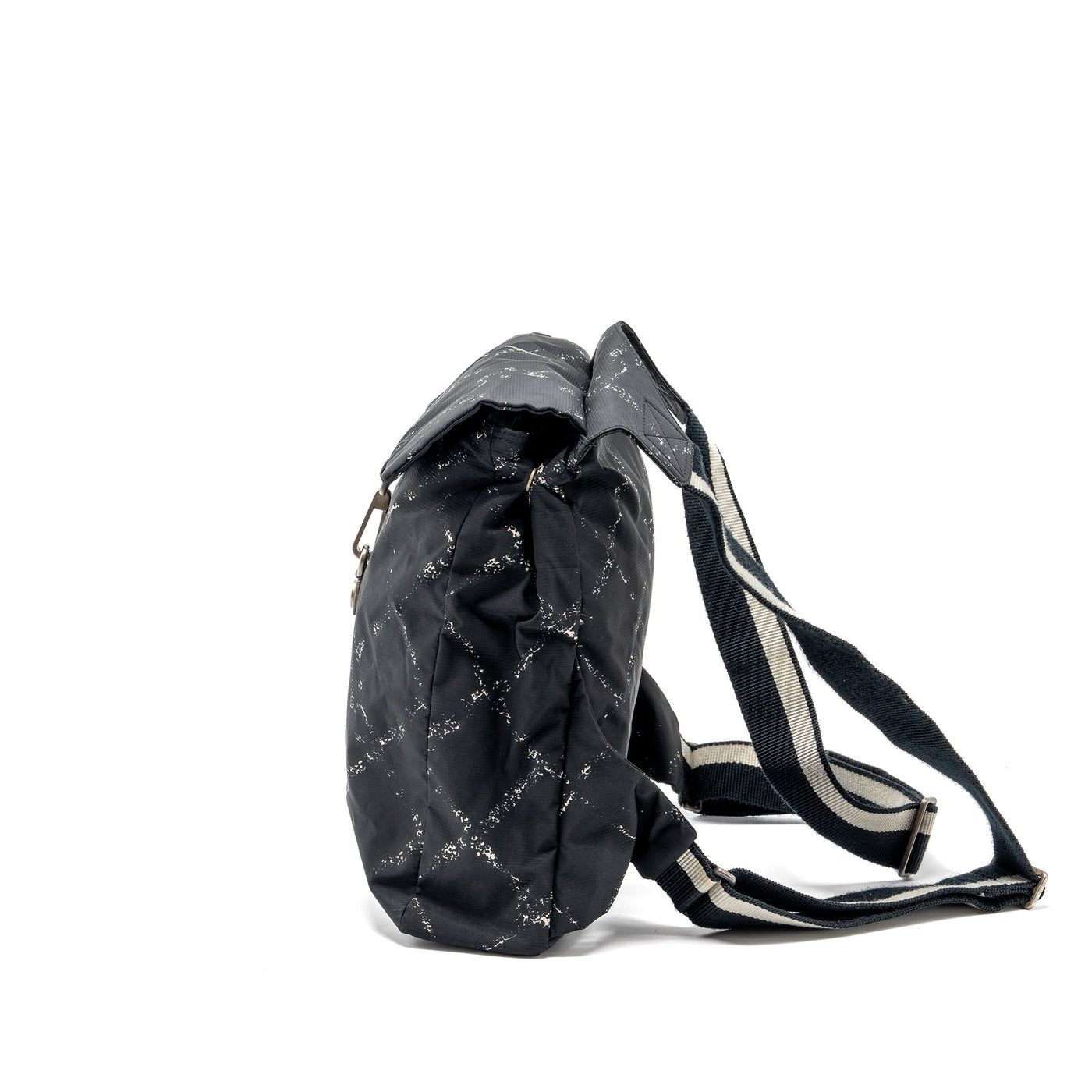 CHANEL TRAVEL LINE CHECK NYLON BACKPACK BLACK/WHITE RUTHENIUM HARDWARE