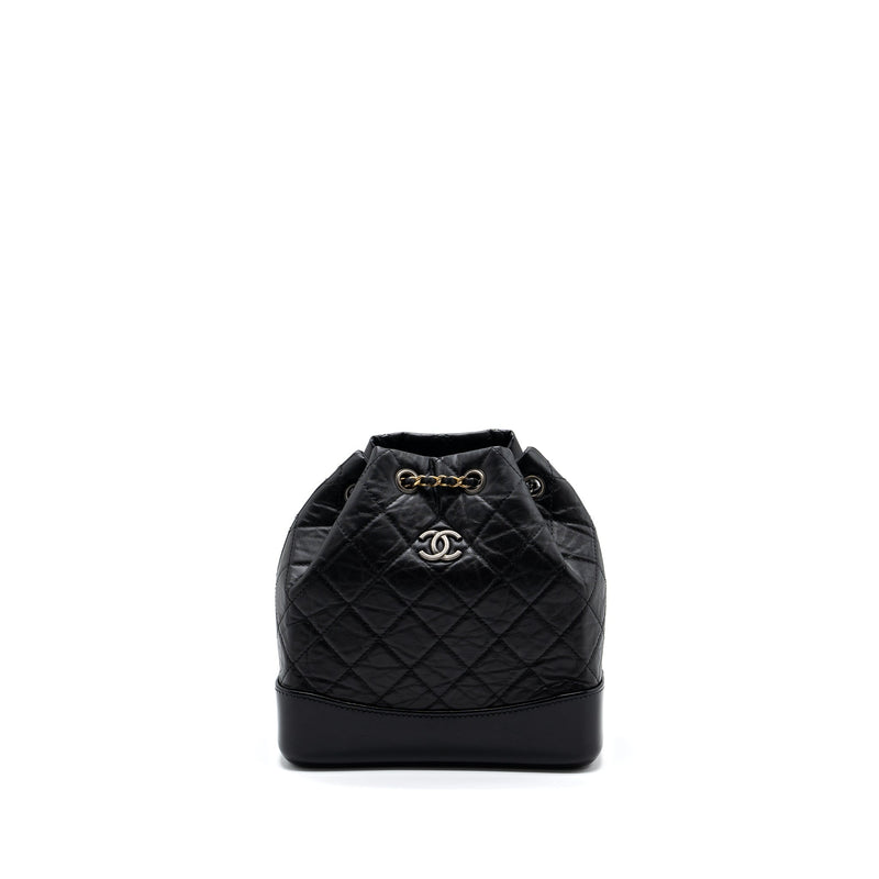 CHANEL SMALL GABRIELLE BACKPACK AGED CALFSKIN BLACK MULTICOLOUR HARDWARE