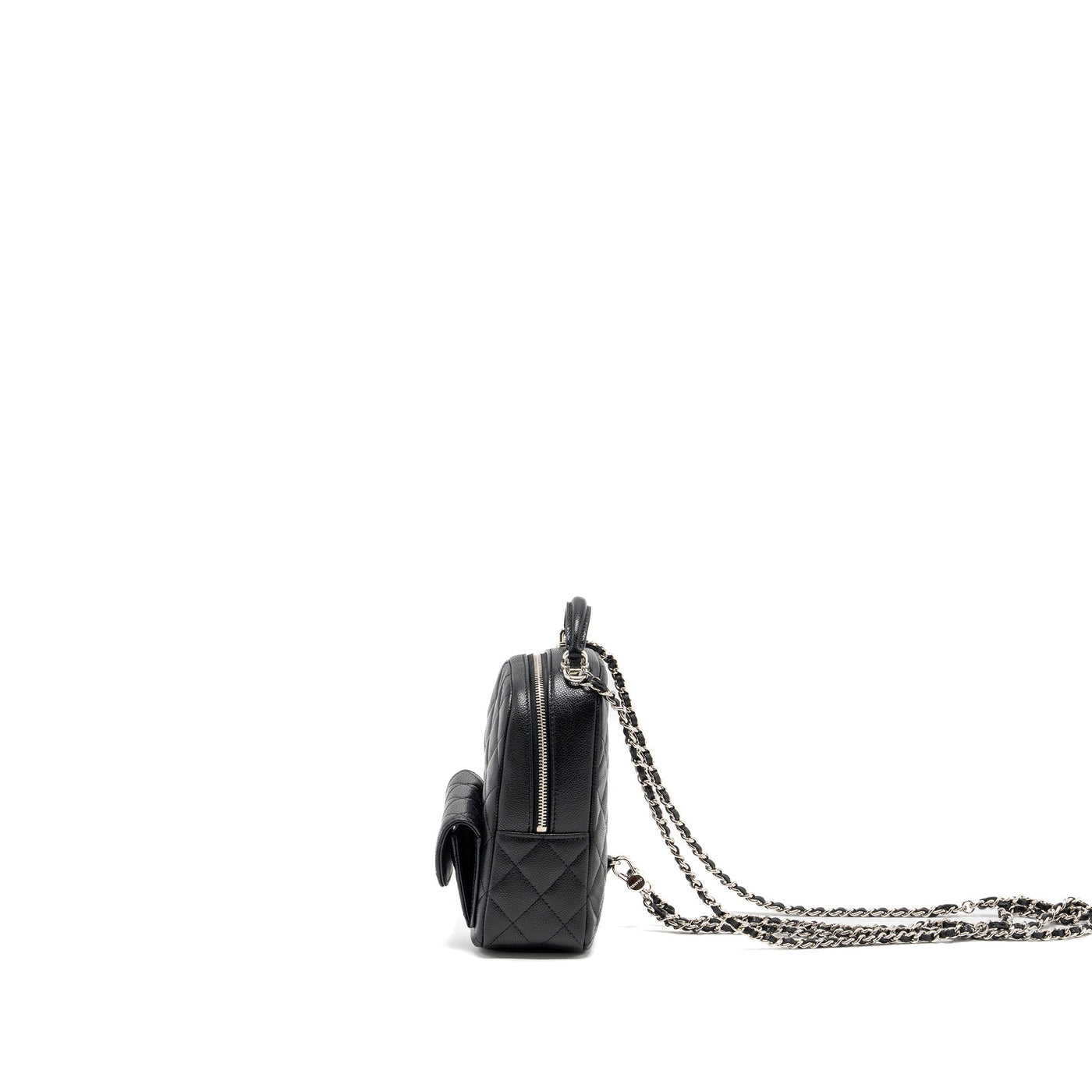 CHANEL 24C MINI BACKPACK/CROSSBODY BAG CAVIAR BLACK SHW(MICROCHIP)
