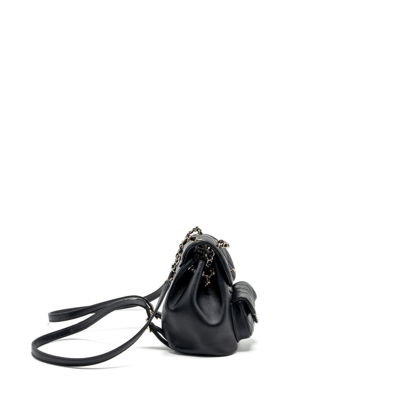 CHANEL MINI DUMA BACKPACK LAMBSKIN BLACK LGHW (MICROCHIP)