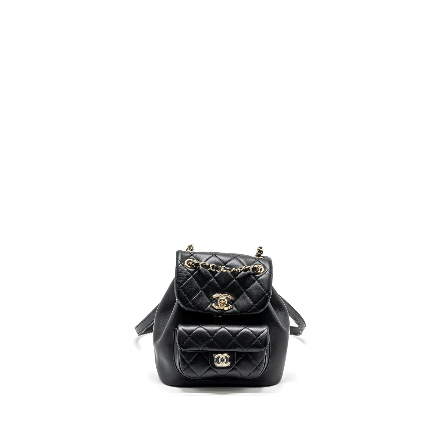 CHANEL MINI DUMA BACKPACK LAMBSKIN BLACK LGHW (MICROCHIP)
