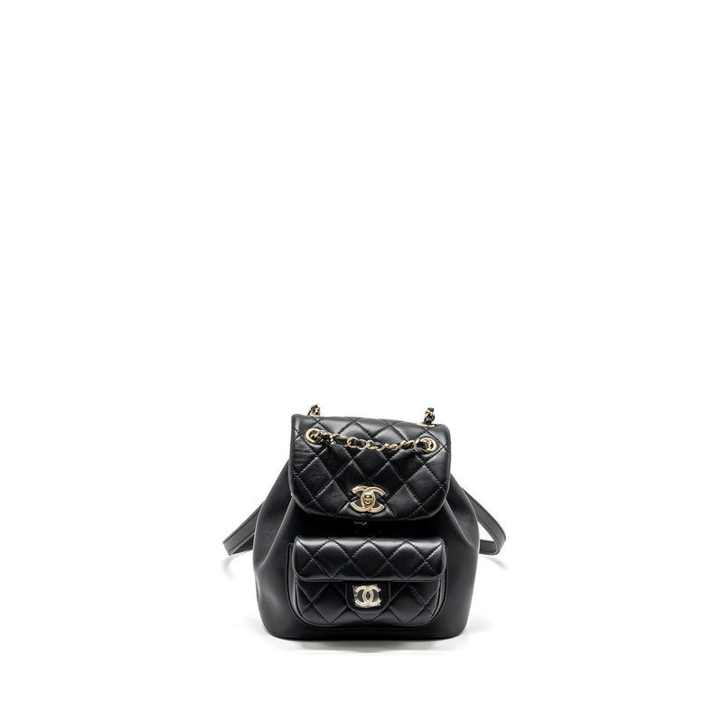 CHANEL MINI DUMA BACKPACK LAMBSKIN BLACK LGHW (MICROCHIP)
