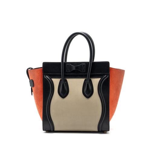 CELINE MICRO LUGGAGE CALFSKIN / SUEDE LEATHER MULTICOLOUR GHW