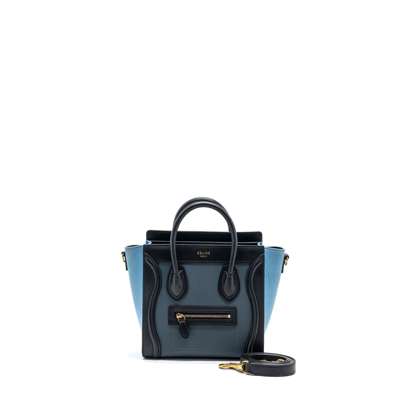 CELINE NANO LUGGAGE BAG MULTI COLOUR BLUE/DARK BLUE/BLACK GHW