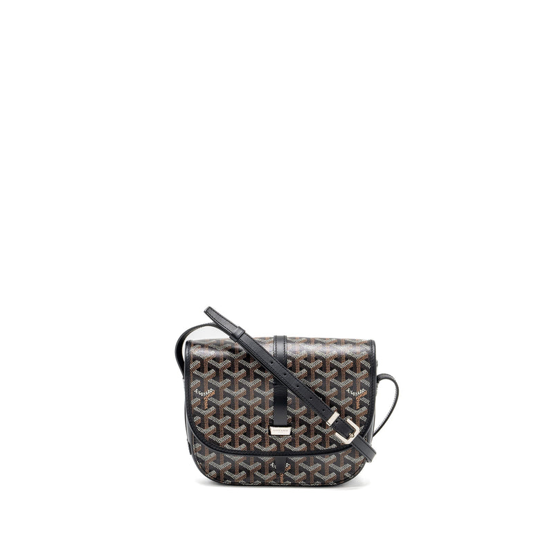 GOYARD BELVEDERE PM MESSENGER BAG GOYARDLINE CANVAS / CALFSKIN BLACK SHW