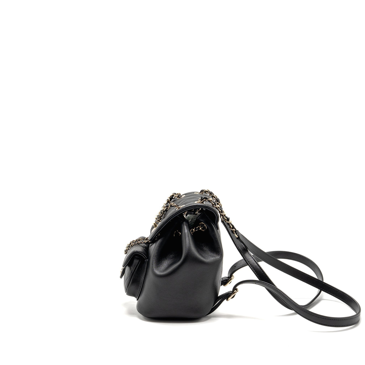 CHANEL 24P MINI DUMA BACKPACK CALFSKIN BLACK LGHW (MICROCHIP)