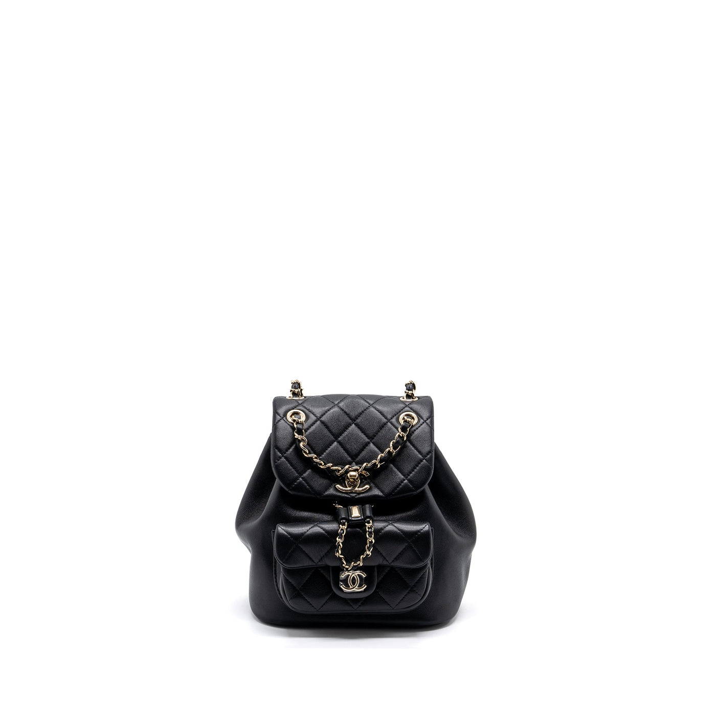 CHANEL MINI DUMA BACKPACK LAMBSKIN BLACK LGHW (MICROCHIP)