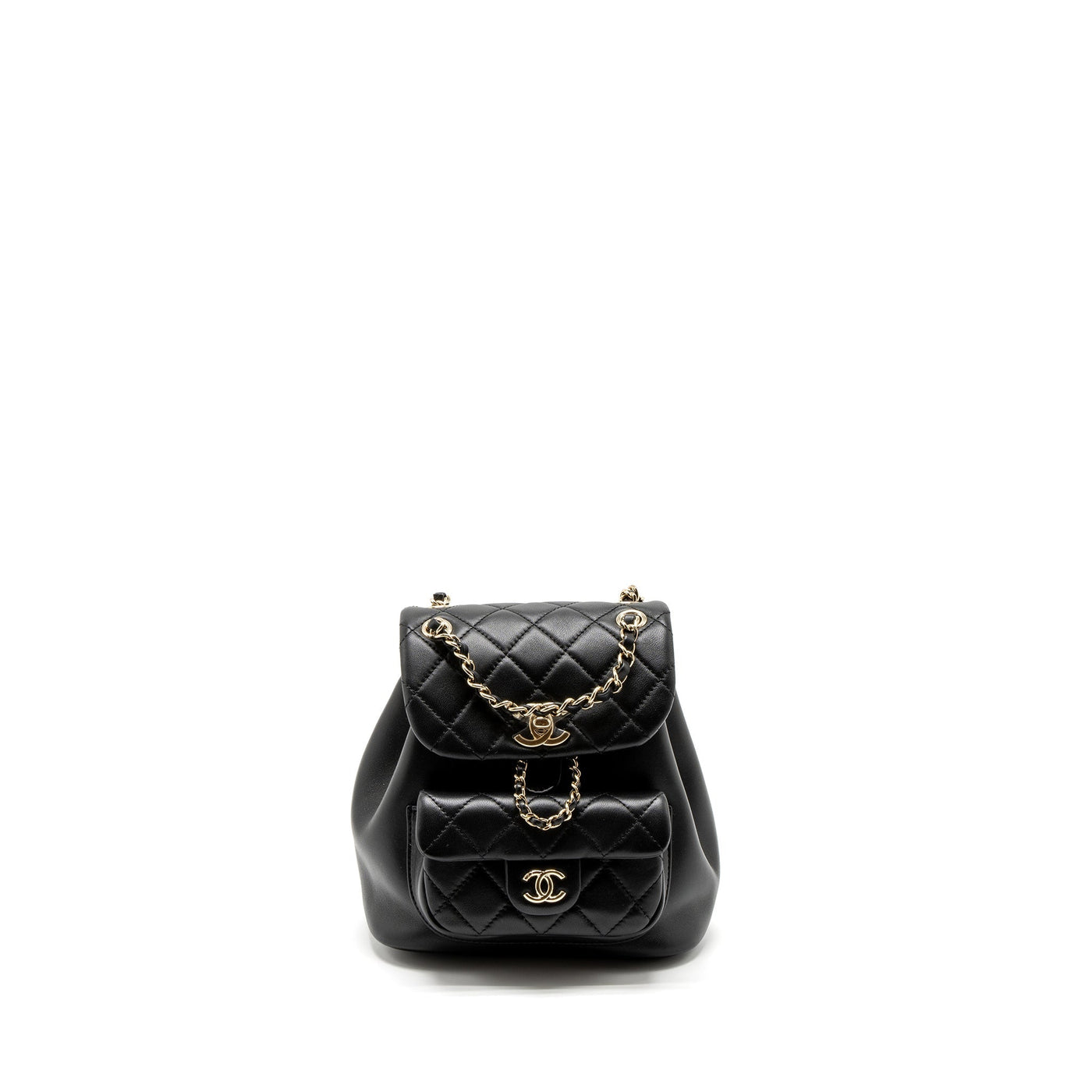 CHANEL MINI DUMA BACKPACK LAMBSKIN BLACK LGHW (MICROCHIP)