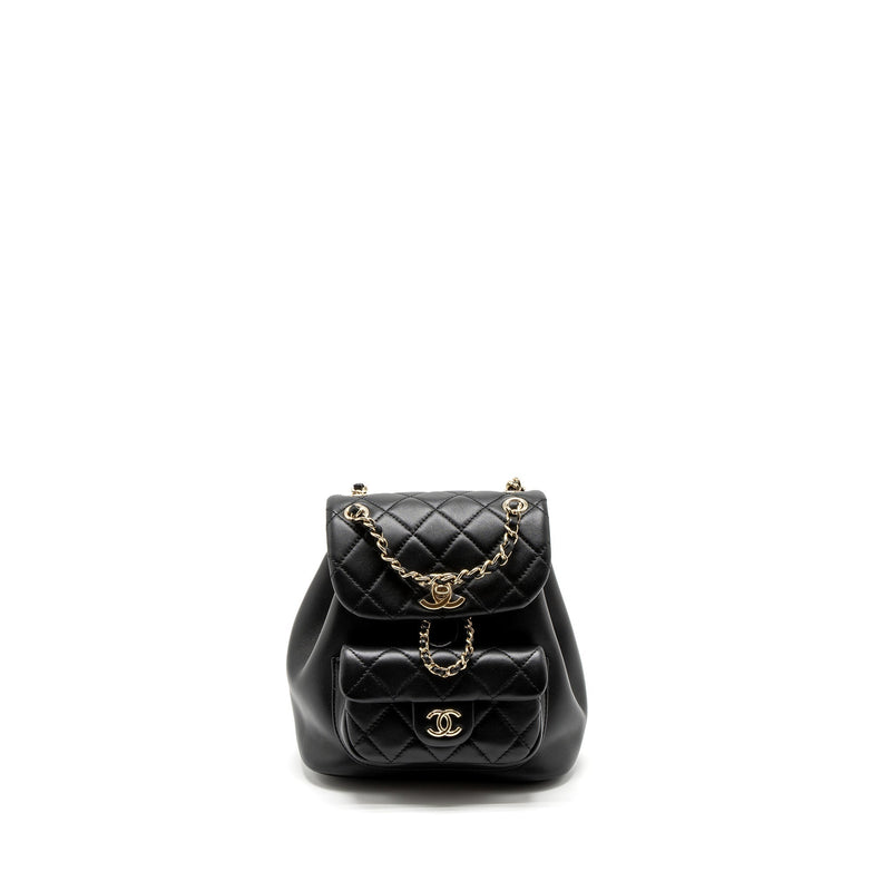 CHANEL MINI DUMA BACKPACK LAMBSKIN BLACK LGHW (MICROCHIP)