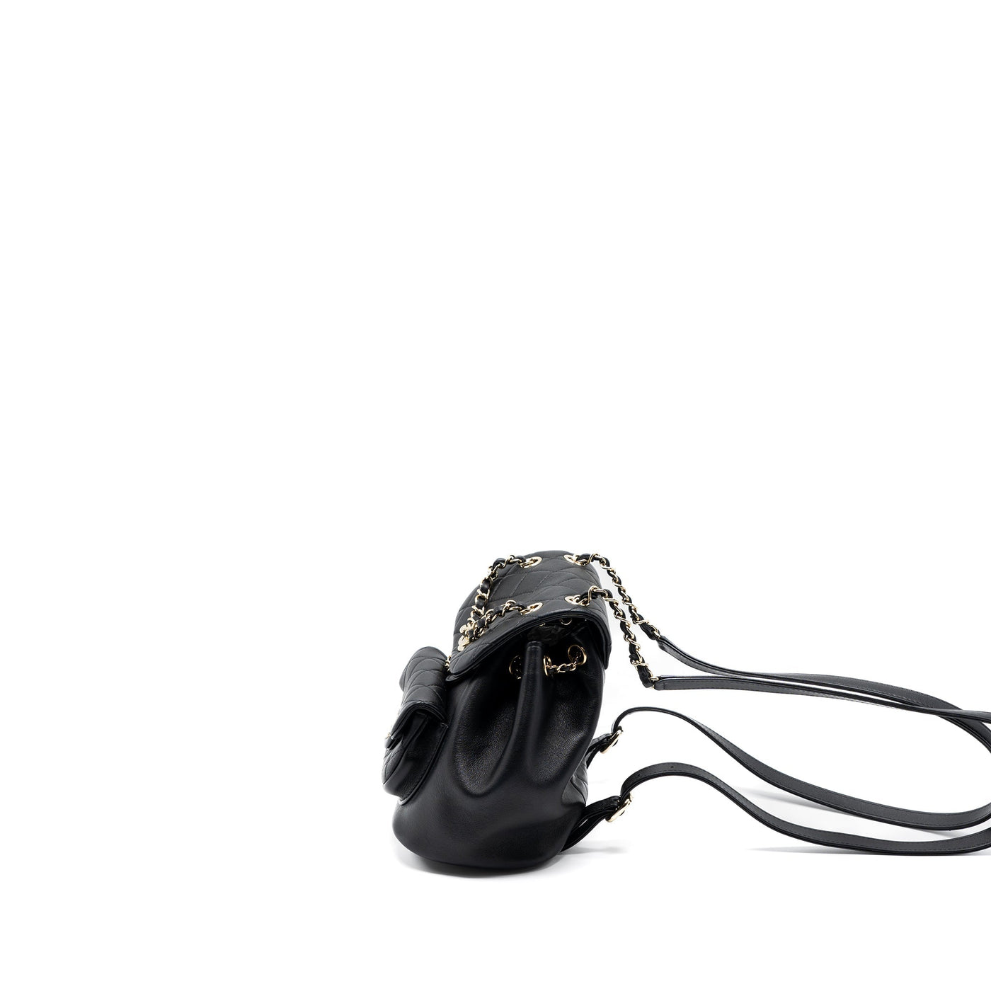 CHANEL MINI DUMA BACKPACK LAMBSKIN BLACK LGHW (MICROCHIP)