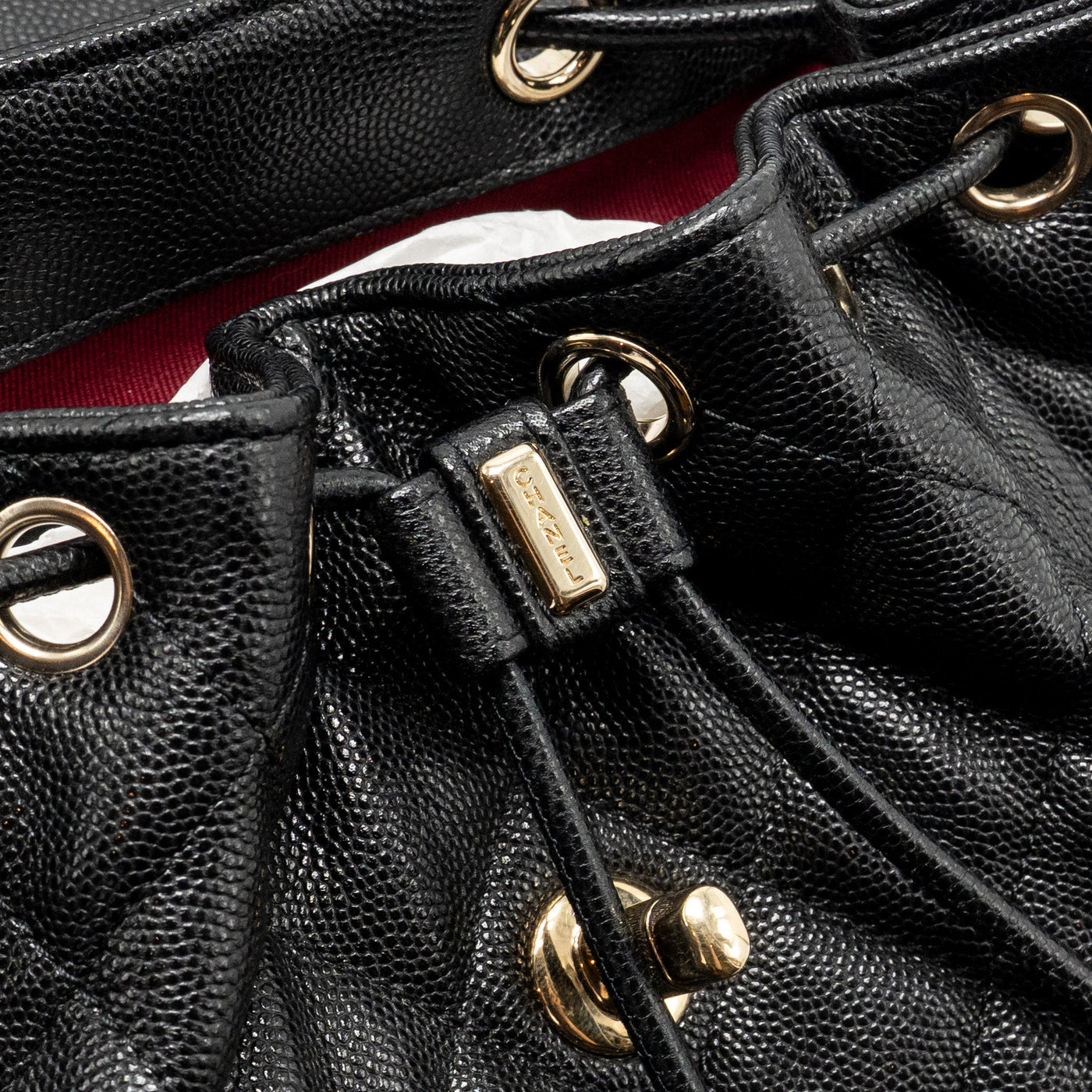 CHANEL QUILTED MINI BACKPACK CAVIAR BLACK LGHW (MICROCHIP)