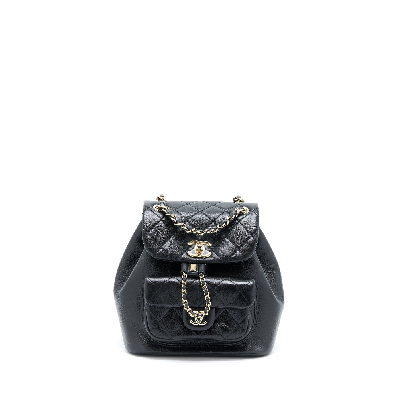 CHANEL 22C MINI DUMA BACKPACK AGED CALFSKIN BLACK LGHW (MICROCHIP)