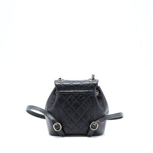 CHANEL 22C MINI DUMA BACKPACK AGED CALFSKIN BLACK LGHW (MICROCHIP)
