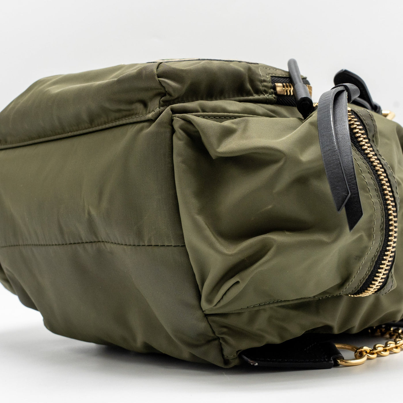 BURBERRY PATCHES RUCKSACK MEDIUM BACKPACK NYLON DARK GREEN GHW